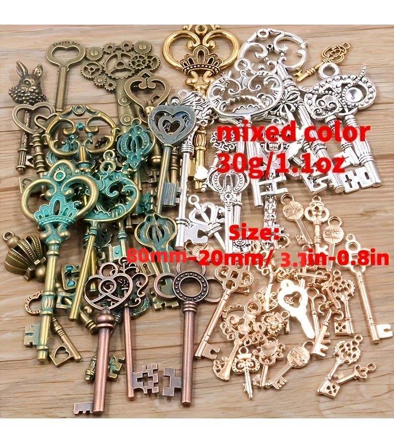 Mixed Color 30g Key Charms Necklace Pendant Craft For Jewelry Making DIY Supplies - Image 4