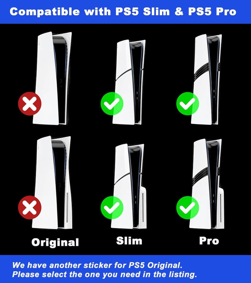 KUSTOMAZING ملصق شعار PS5 Slim للوحة السفلية لجهاز PS5 Slim - 2 عبوات وملصق شعار PS من الفينيل لجهاز تحكم DualSense (لون كلاسيكي بأسلوب رجعي) - 1 عبوة - Image 3