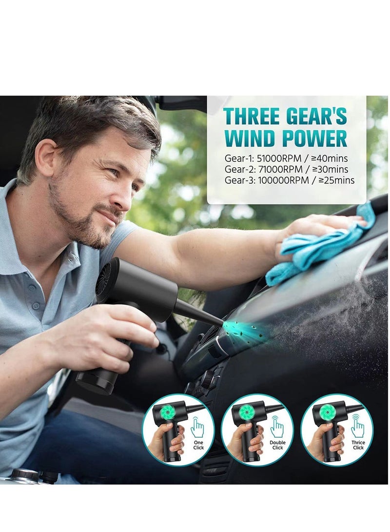 Furtey 3-Speed Cordless Electric Air Duster Blower, Rechargeable Replacement for Spray Cans, Portable Air Compressor for Keyboard, Computer, Electronics, AC, Home & Office Cleaning - Image 3