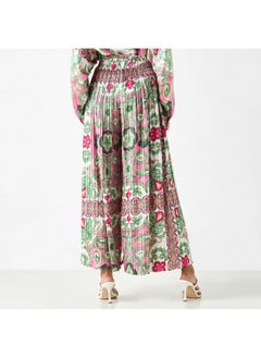 2Xtremz 2Xtremz Floral Print Pleated Palazzo Pants with Elasticated Paperbag Waist  - Image 1