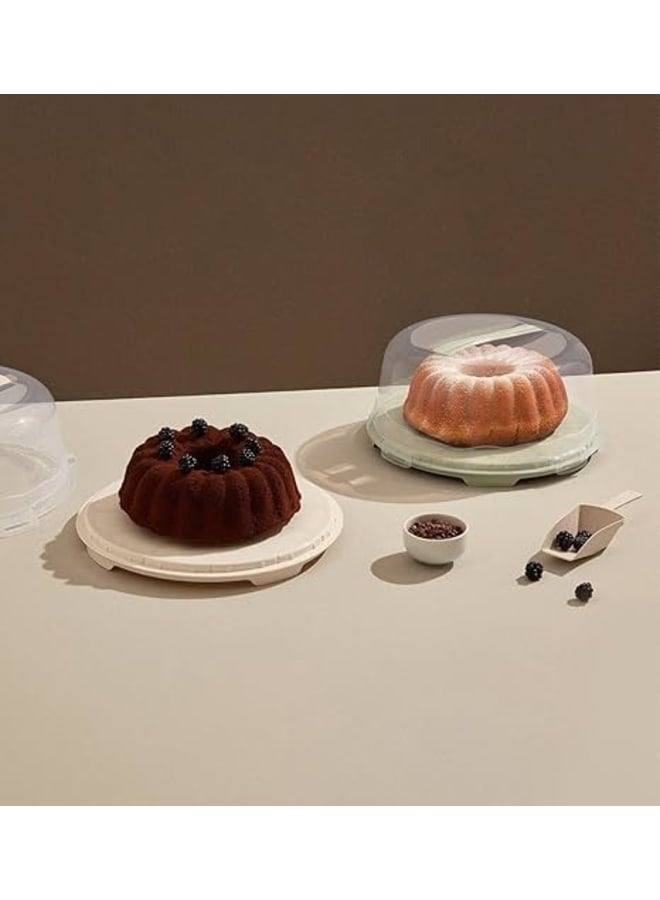 Hygienic Plastic cake Holder With A Base And A Clip For Safety During Rotation, Large Size.