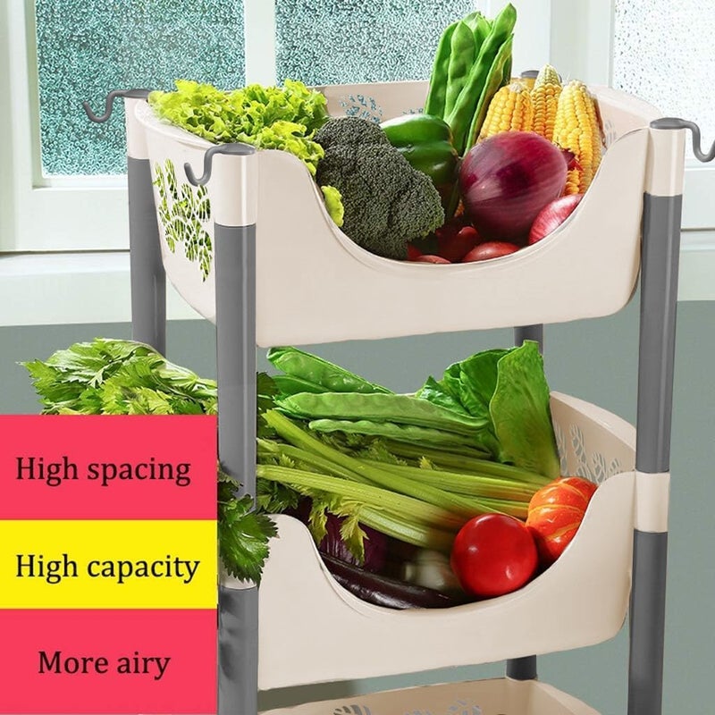 Lukzer Multipurpose Fruits Vegetable Storage Basket 4 Tier Plastic Rolling Cart Trolley Stand for Home Kitchen and Office Rack 115 x 30 x 415cmWhite - Image 5
