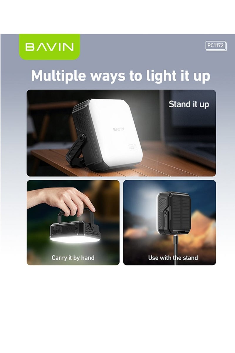 Bavin 10000mAh Solar Powerbank Emergency Light w/ Waterproof LED, Flashlight for Camping & Outdoors - Image 2