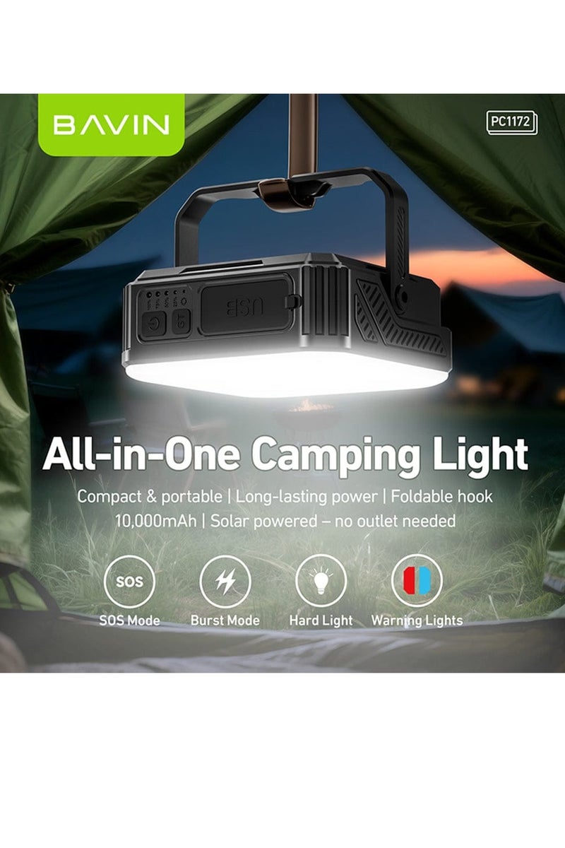 Bavin 10000mAh Solar Powerbank Emergency Light w/ Waterproof LED, Flashlight for Camping & Outdoors - Image 5