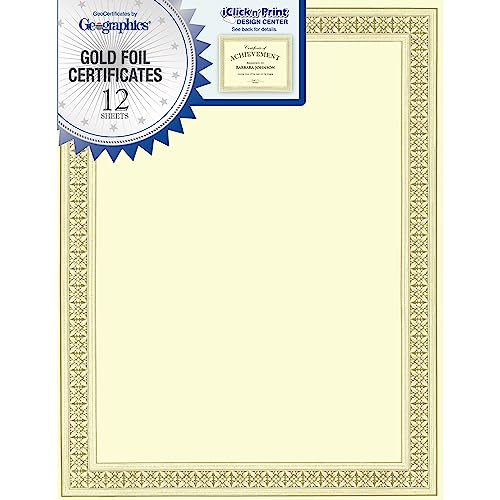 Geographics Royal Consumer Geographics Flourish Premium Certificates (Gold Foil),8.5 x 11", 12/Pack (45492), Each - Image 1