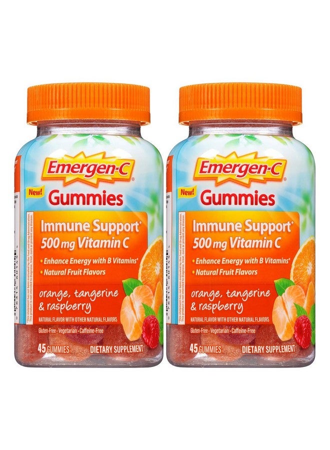 Emergen-C Gummies Immune Support 500 Mg Vitamin C Orange Tangerine & Raspberry 45 Gummies (Pack Of 2) - Image 1