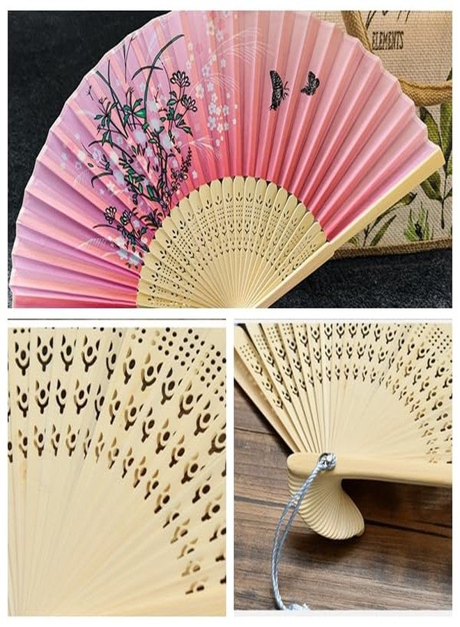 Bestage 2 Pieces Handheld Fans,Silk Folding Foldable Fans Vintage Bamboo Frames Chinese Japanese Fans for Dancing Cosplay Wedding Party Props Decoration - Image 3