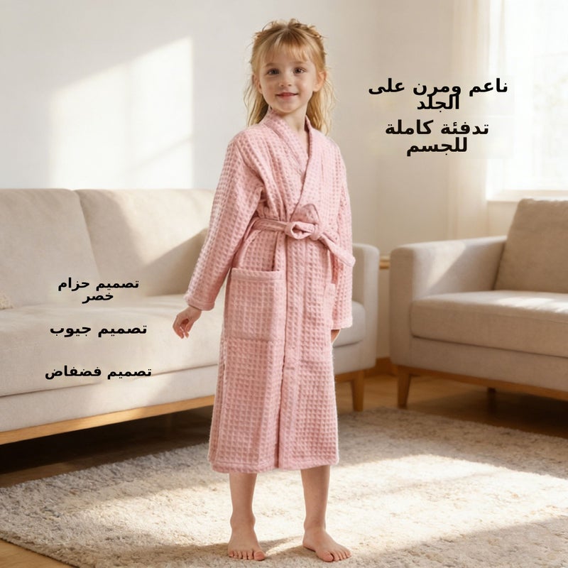 روب حمام قطني بغطاء للأطفال من MINICARE - وردي غبار بدون غطاء، سريع الجفاف، ماص - Image 1