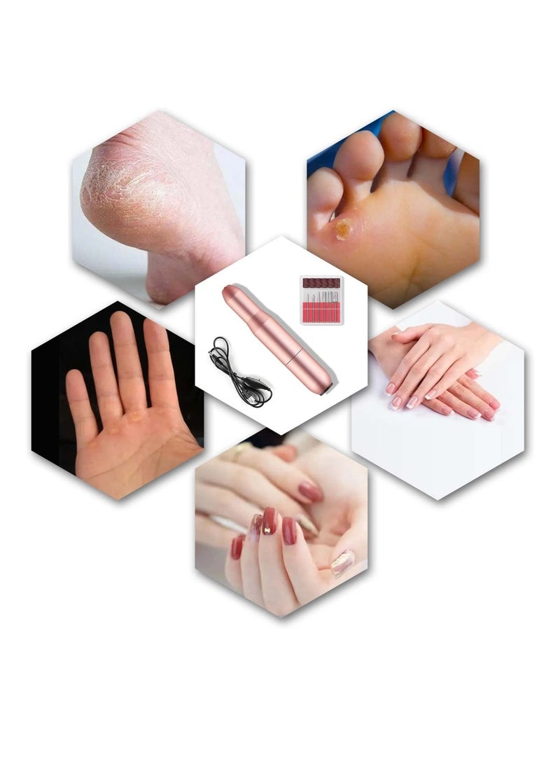 KASTWAVE Electric Nail Files, Nail Drill Portable Electric Nail File 20,000 RPM with 6 Changeable Drills and Sand Bands for Exfoliating, Grinding, Polishing, Nail Removing, Acrylic Nail Tools - Image 3