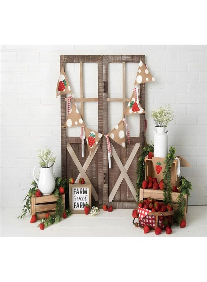 خلفية باب حظيرة خشبية ريفية 6x4 قدم، خلفية قماشية لحفلة عيد ميلاد طفل بطابع ريفي، خلفية ريفية لحفلة استقبال مولود جديد، تصوير حديثي الولادة - Image 1