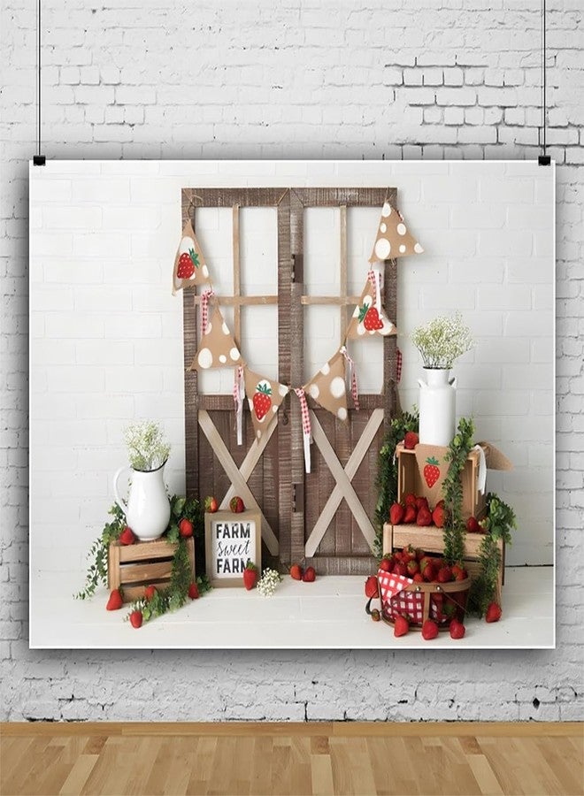 خلفية باب حظيرة خشبية ريفية 6x4 قدم، خلفية قماشية لحفلة عيد ميلاد طفل بطابع ريفي، خلفية ريفية لحفلة استقبال مولود جديد، تصوير حديثي الولادة - Image 3