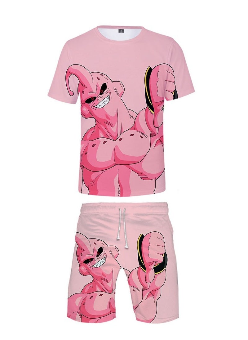 KUYING New Adult And Children's Dragon Ball Pure Cotton Short Clothes Casual Shorts Two-Piece Set  - Image 1