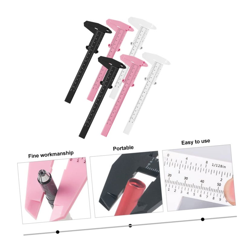 6Pcs Eyebrow Measuring Tools with Scale and Claw Clamps in White Black Pink - Image 3