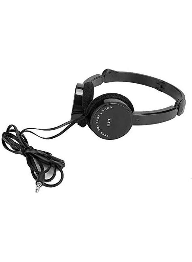 Acouto Foldable Wired Stereo Headset with Microphone Lightweight On Ear Headphones for Kids Smartphone Tablet Black - Image 4