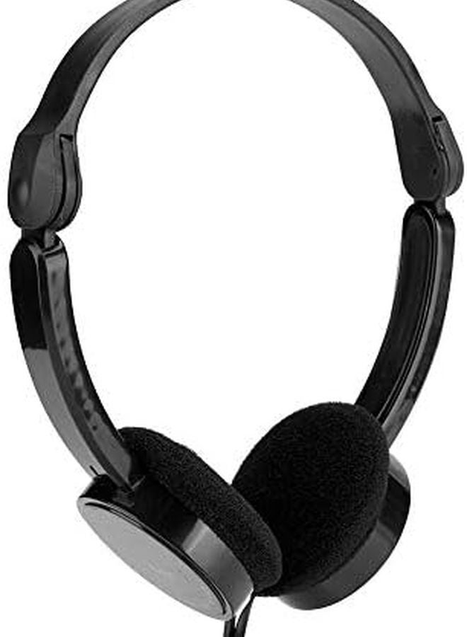 Acouto Foldable Wired Stereo Headset with Microphone Lightweight On Ear Headphones for Kids Smartphone Tablet Black - Image 1
