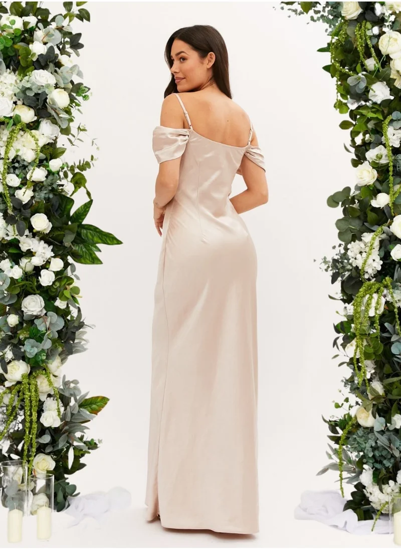 ستايل تشيت Cowl Neck Maxi Satin Bridesmaid Dress