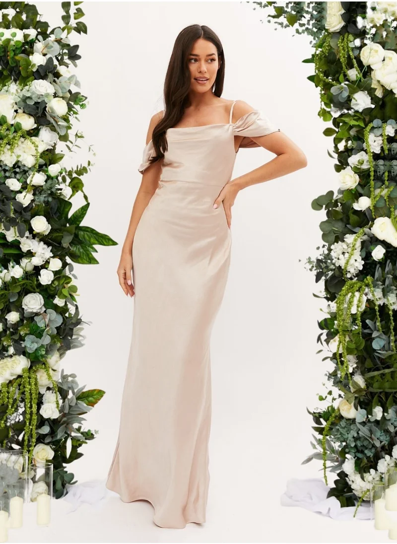 ستايل تشيت Cowl Neck Maxi Satin Bridesmaid Dress