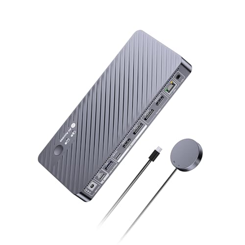 v AV Access AV Access 8K KVM Switch 2 Monitors 2 Computers for Laptop & Gaming PC/Mac mini, 100W PD, GbE, 4xUSB 3.2 10Gbps USB C Hub, KVM Docking Station Dual Monitor 8K@60Hz/4K@165Hz, Audio, SD, Remote Switch - Image 1