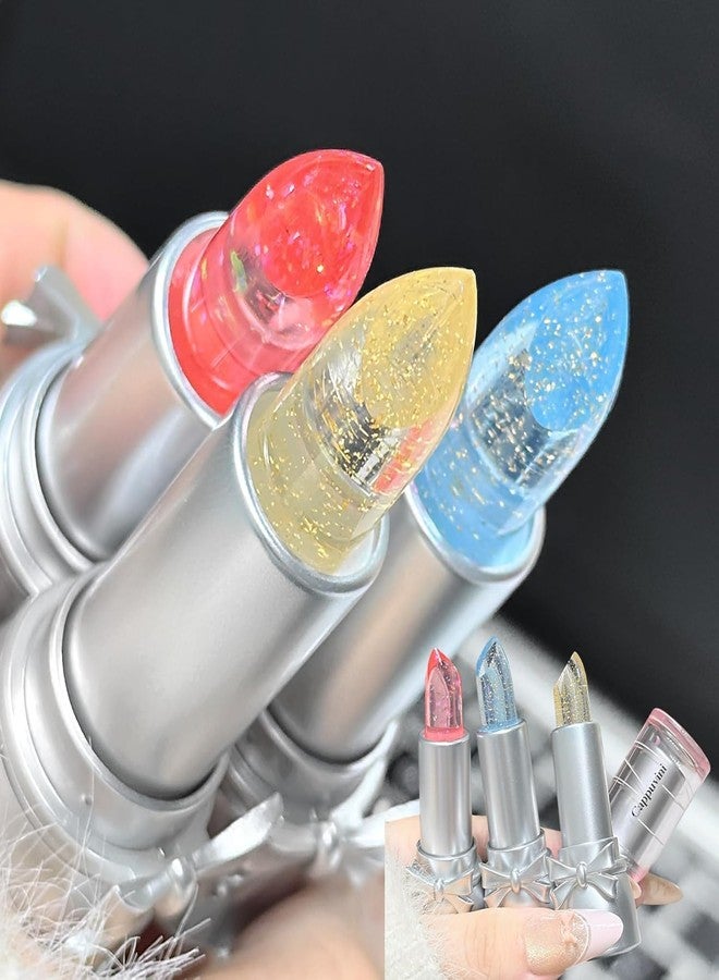Cappuvini Sweet And Cool Bow Warm Lipstick | Crystal Transparent Lipstick with Glitter Shimmer | Color-Changing pH Adjusting Formula | Moist and Submissive Light Pink Lipsticks for Women | Glossy Finish Waterproof Long Lasting | Light Texture Lipsticks Cute Adorable Teen Makeup (02# Blue Mint, 4g) - Image 1