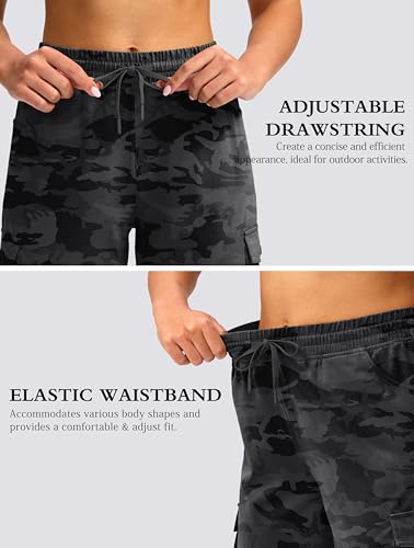 Viodia 15" Long Shorts for Women Hiking Cargo Bermuda Shorts Lightweight Quick Dry Knee Length Capris for Summer Travel Fishing Black Camo - Image 4