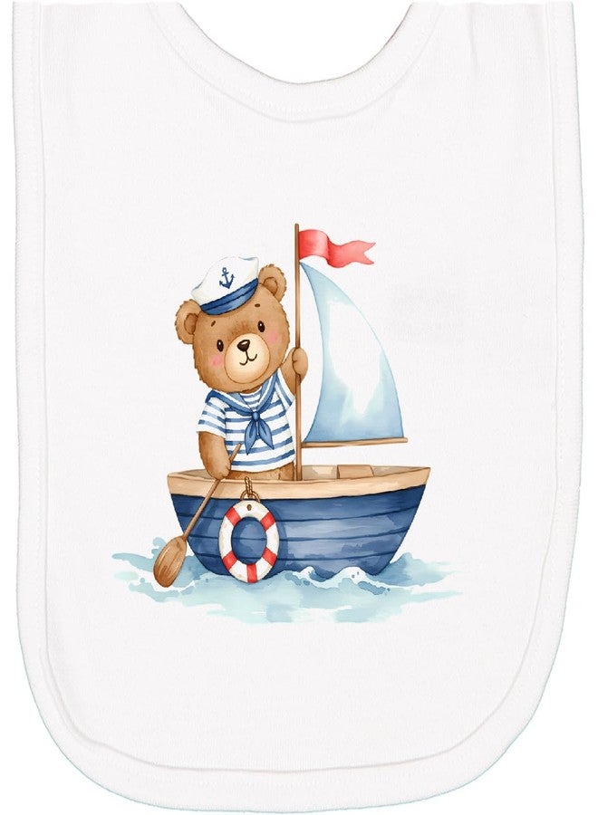 inktastic Sailor Bear in a Boat Nautical Newborn Bib White 487a5 - Image 1