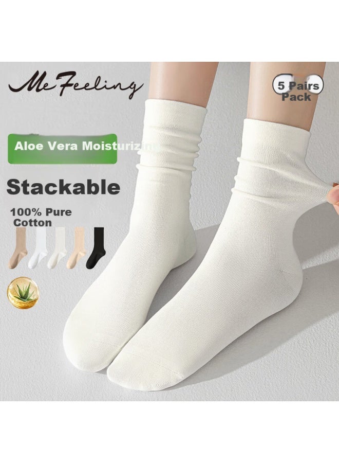 Me Feeling Women's Socks Pure Cotton New Aloe Vera Moisturizing Essential Oil Pile Socks Antibacterial Anti-pilling Seamless Postpartum Socks *5 - Image 1