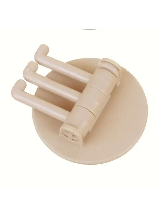 Beige Rotating Wall Hook 360 Spin No Drill Heavy Duty Adhesive 3 Hook System - Image 1