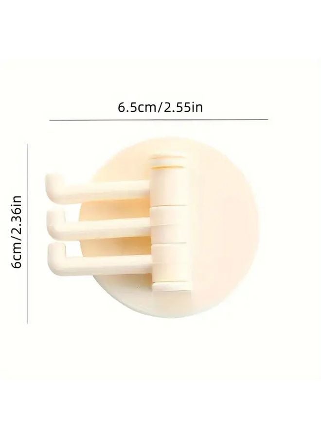Beige Rotating Wall Hook 360 Spin No Drill Heavy Duty Adhesive 3 Hook System - Image 4