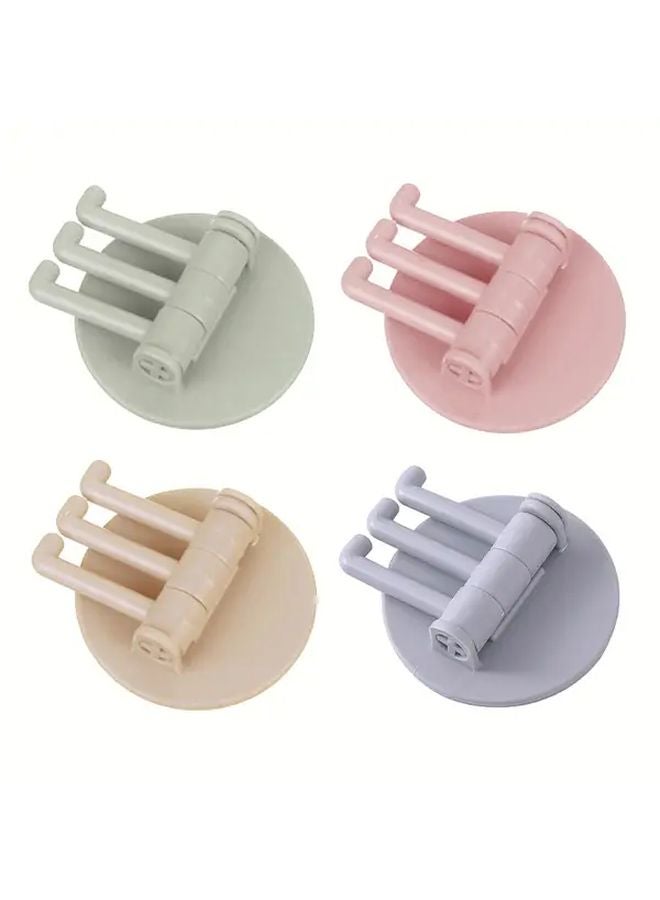 Beige Rotating Wall Hook 360 Spin No Drill Heavy Duty Adhesive 3 Hook System - Image 2