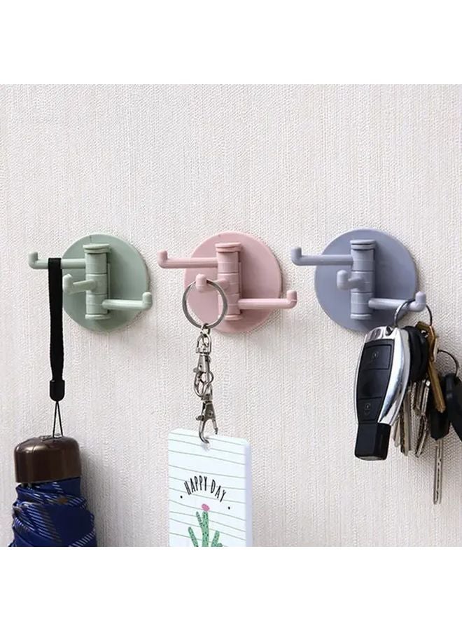 Beige Rotating Wall Hook 360 Spin No Drill Heavy Duty Adhesive 3 Hook System - Image 3