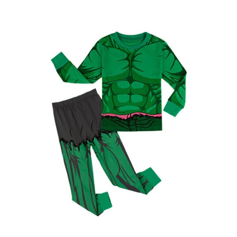 D.O.T Boys Superhero Pajamas 2 Piece Toddler Kids Long Sleeve Top and Pants Snug Fit Pjs Sets Cotton Sleepwear 2-7T (US, Age, 6 Years, Hulk) - Image 1