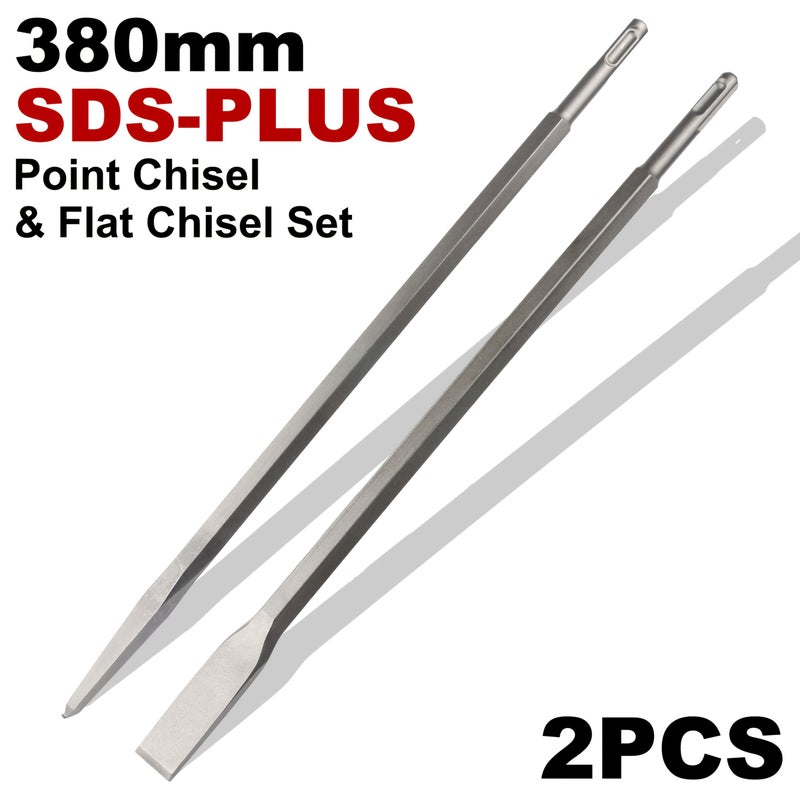 2pcs Masonry Chisel Set 380mm Pointed And Flat Stone Carving Chisels Chrome Vanadium For Concrete Tile Home Decoration Tools - Image 1