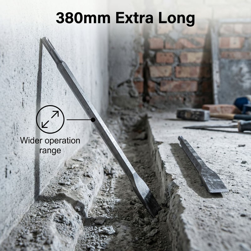 2pcs Masonry Chisel Set 380mm Pointed And Flat Stone Carving Chisels Chrome Vanadium For Concrete Tile Home Decoration Tools - Image 4