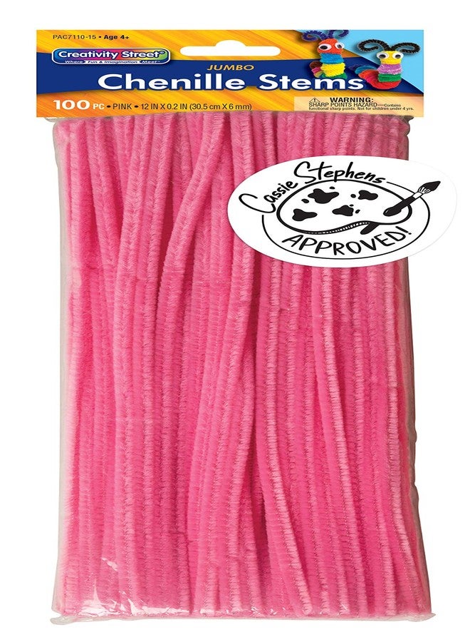 Creativity Street Chenille Stems/Pipe Cleaners 12 Inch x 4mm 100-Piece, Pink - Image 1