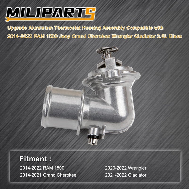 MILIPARTS Upgrade Aluminium Thermostat Housing Assembly for RAM 1500, Jeep Grand Cherokee, Wrangler, Gladiator 3.0L Diesel (2014-2022) - Image 2