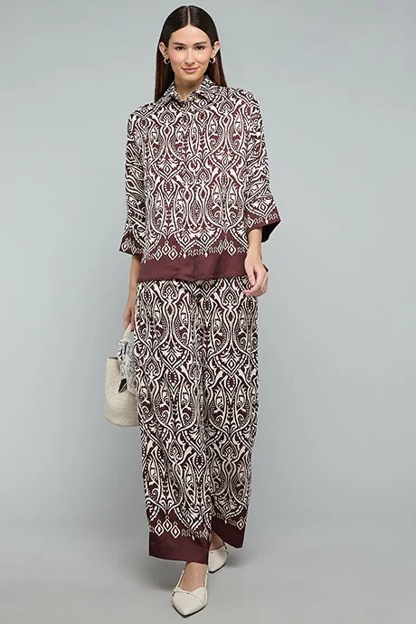 أر أند بي Patterned Shirt with Classic Collar and 3/4 Sleeves