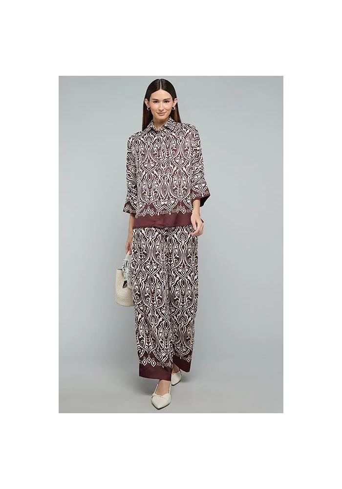 أر أند بي Patterned Shirt with Classic Collar and 3/4 Sleeves
