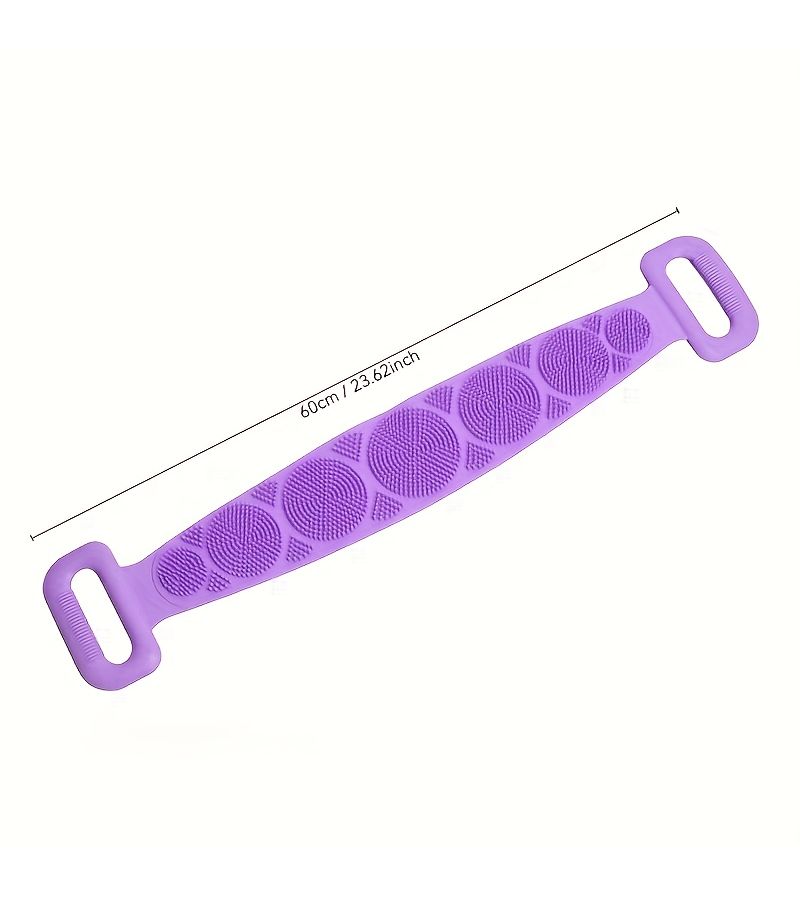 فرشاة حمام زرقاء مقشرة، مقبض طويل غير قابل للانزلاق، فرك الجسم بتصميم مريح - Image 3