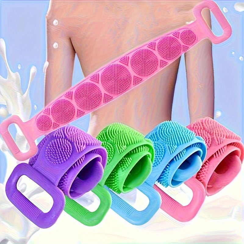 فرشاة حمام زرقاء مقشرة، مقبض طويل غير قابل للانزلاق، فرك الجسم بتصميم مريح - Image 5