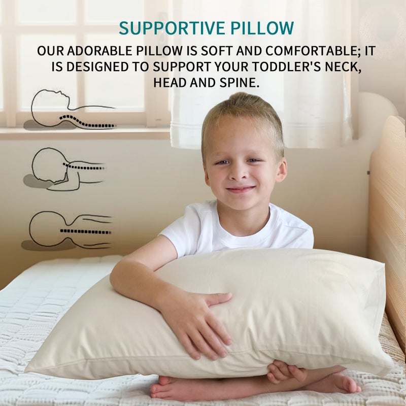 LOFE Organic Kids Pillow with Pillowcase - 16x22 Toddler Pillow with 100% Organic Cotton Shell, Adjustable Loft Youth Pillow, Machine Washable Organic plilow, Soft, Perfect for Kids&Youth&Children - Image 3