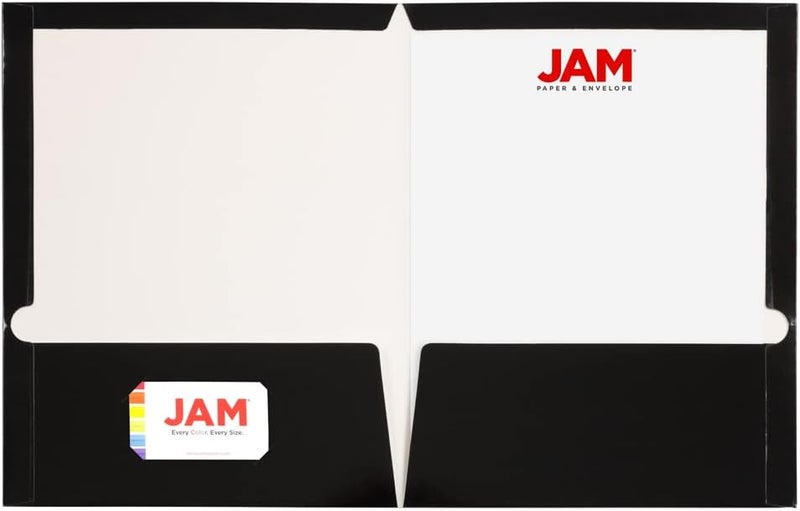 JAM Paper مجلدات مدرسية لامعة ذات جيبين - حجم خطاب - أسود لامع - عبوة 25/حزمة - Image 2