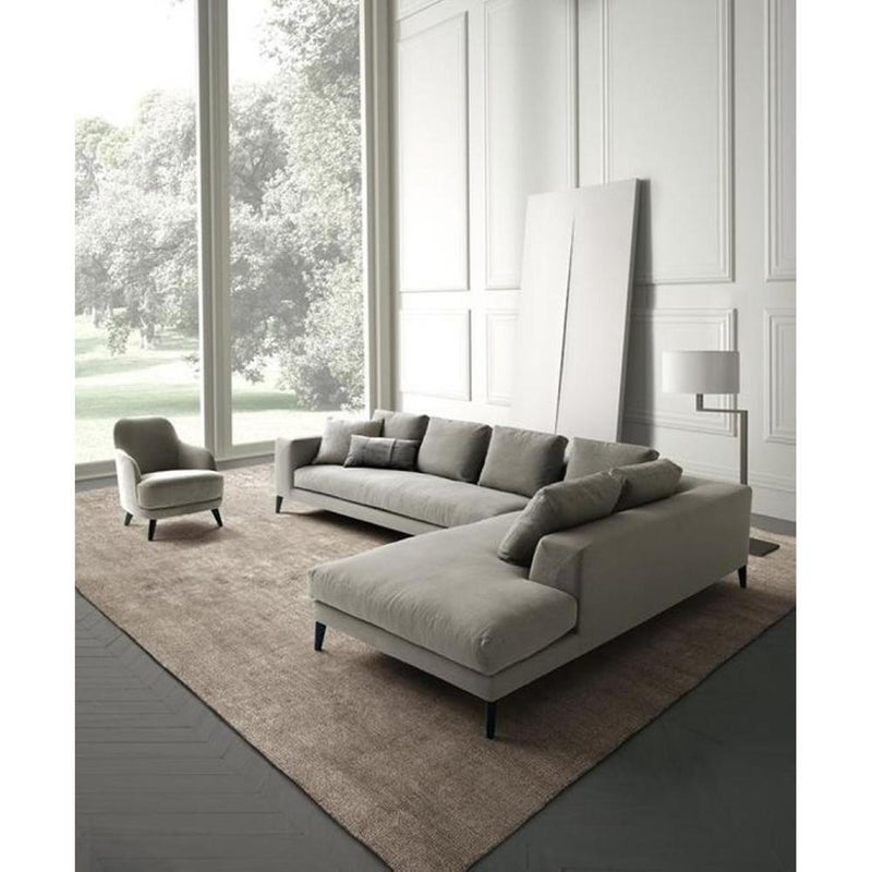 Betak Suede and wood corner sofa - gray - Image 1