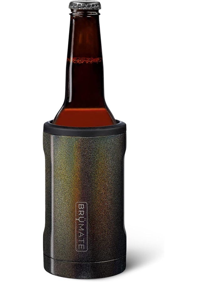 BruMate BrüMate Hopsulator Bott'l Insulated Bottle Cooler for Standard 12oz Glass Bottles | Glass Bottle Insulated Stainless Steel Drink Holder for Beer and Soda (Glitter Charcoal) - Image 1