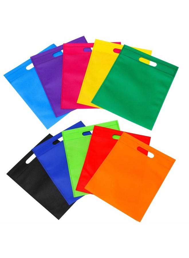 Aneco 50 Pieces 9.5 by 11.5 Inches Non-Woven Bags Poly Goodie Treat Bag Rainbow Colors Tote Bag Party Gift Handles Bag Party Favors, 10 Colors - Image 5