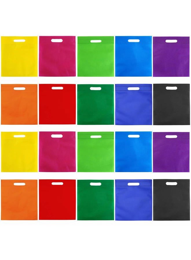 Aneco 50 Pieces 9.5 by 11.5 Inches Non-Woven Bags Poly Goodie Treat Bag Rainbow Colors Tote Bag Party Gift Handles Bag Party Favors, 10 Colors - Image 1