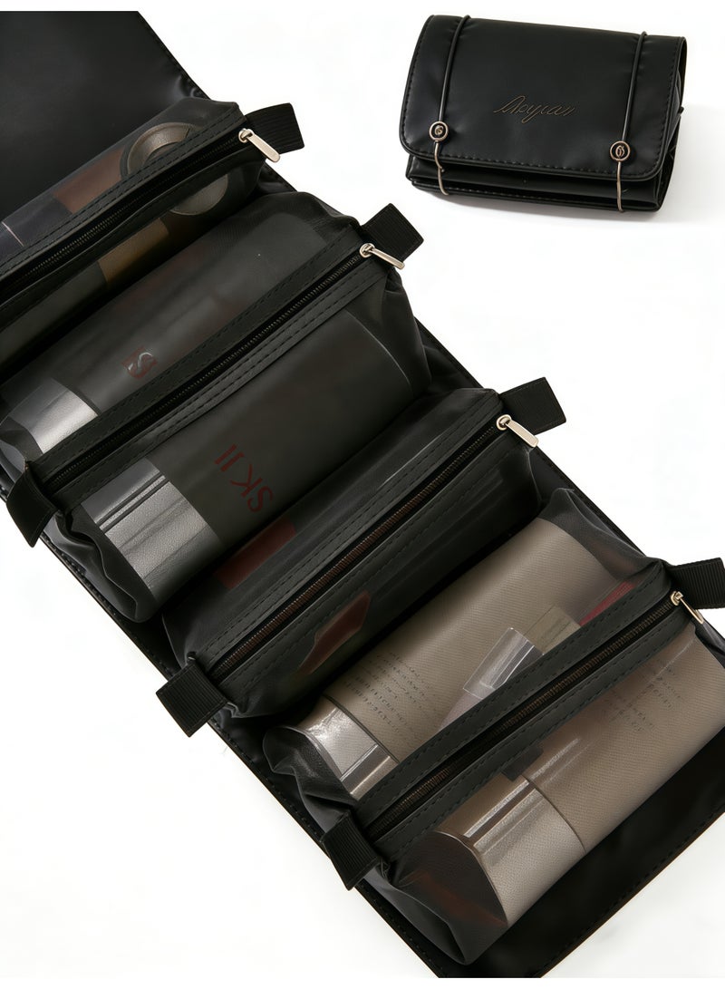 Organizer Makeup Case Toiletry Bag Foldable and Waterproof Storage Bag, Classic Black Style. - Image 2