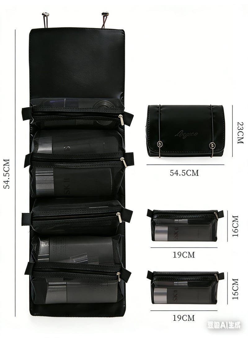 Organizer Makeup Case Toiletry Bag Foldable and Waterproof Storage Bag, Classic Black Style. - Image 4