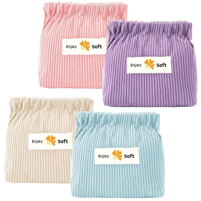 May Create MAYCREATE® 4pcs Corduroy Storage Pouch Coin Bags Corduroy Storage Bag Easy Squeeze Open Bag Cash Bag Small Jewelry Organizer Bag Coin Bag Travel Makeup Storage Pouch - Image 1