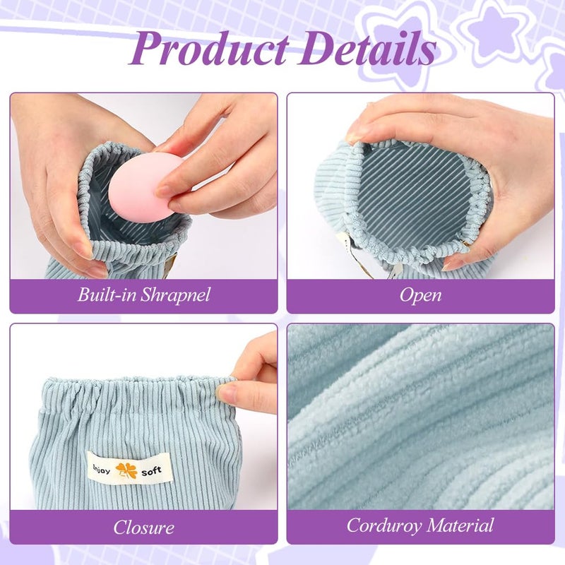 May Create MAYCREATE® 4pcs Corduroy Storage Pouch Coin Bags Corduroy Storage Bag Easy Squeeze Open Bag Cash Bag Small Jewelry Organizer Bag Coin Bag Travel Makeup Storage Pouch - Image 4