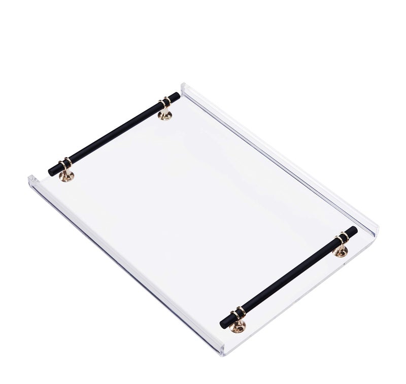 Artmaze Acrylic Traywith Black Metal Handlefor Coffee TableDecorative16x12 inch